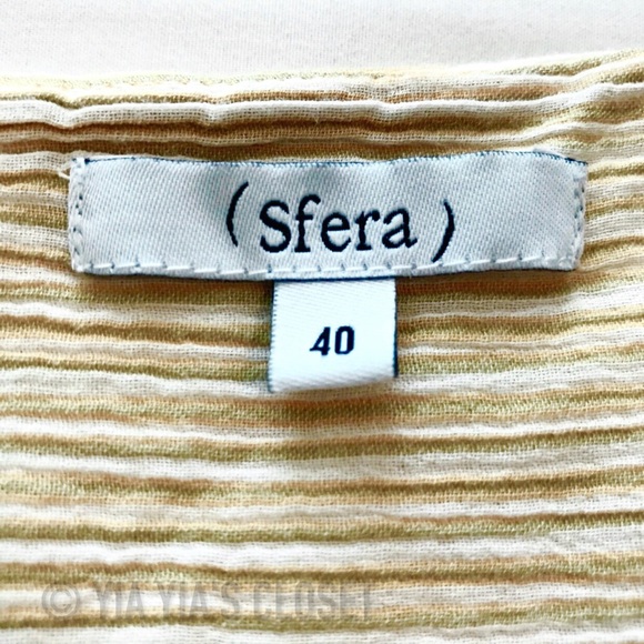 (SFERA) SZ 40 European Yellow/White Textured Pinstripe Mini Skirt EUC - Picture 5 of 10